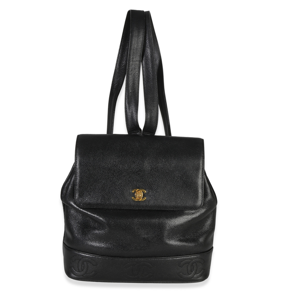 Chanel Vintage 24k Caviar Triple CC Flap Backpack